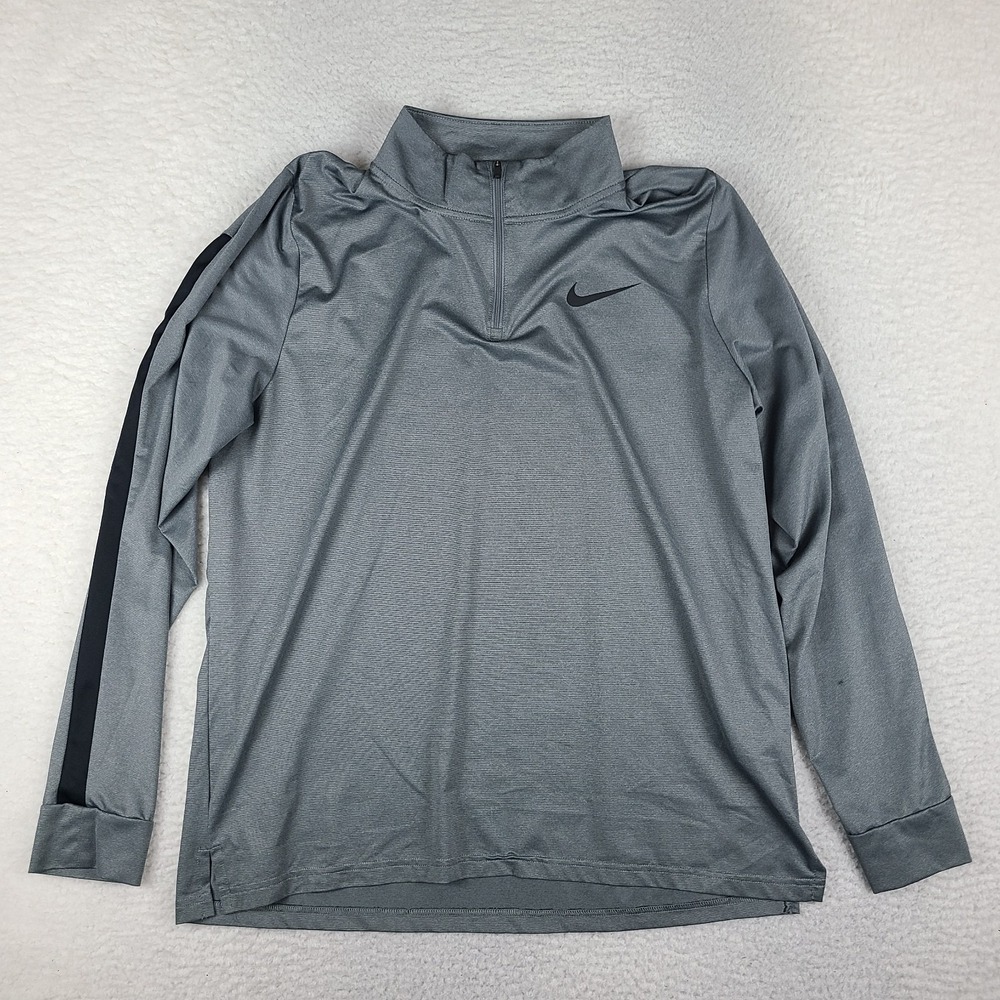 Nike Pro Sweater Mens Large Gray Dri Fit Hyper Dry Training Sweatshirt Golf *
